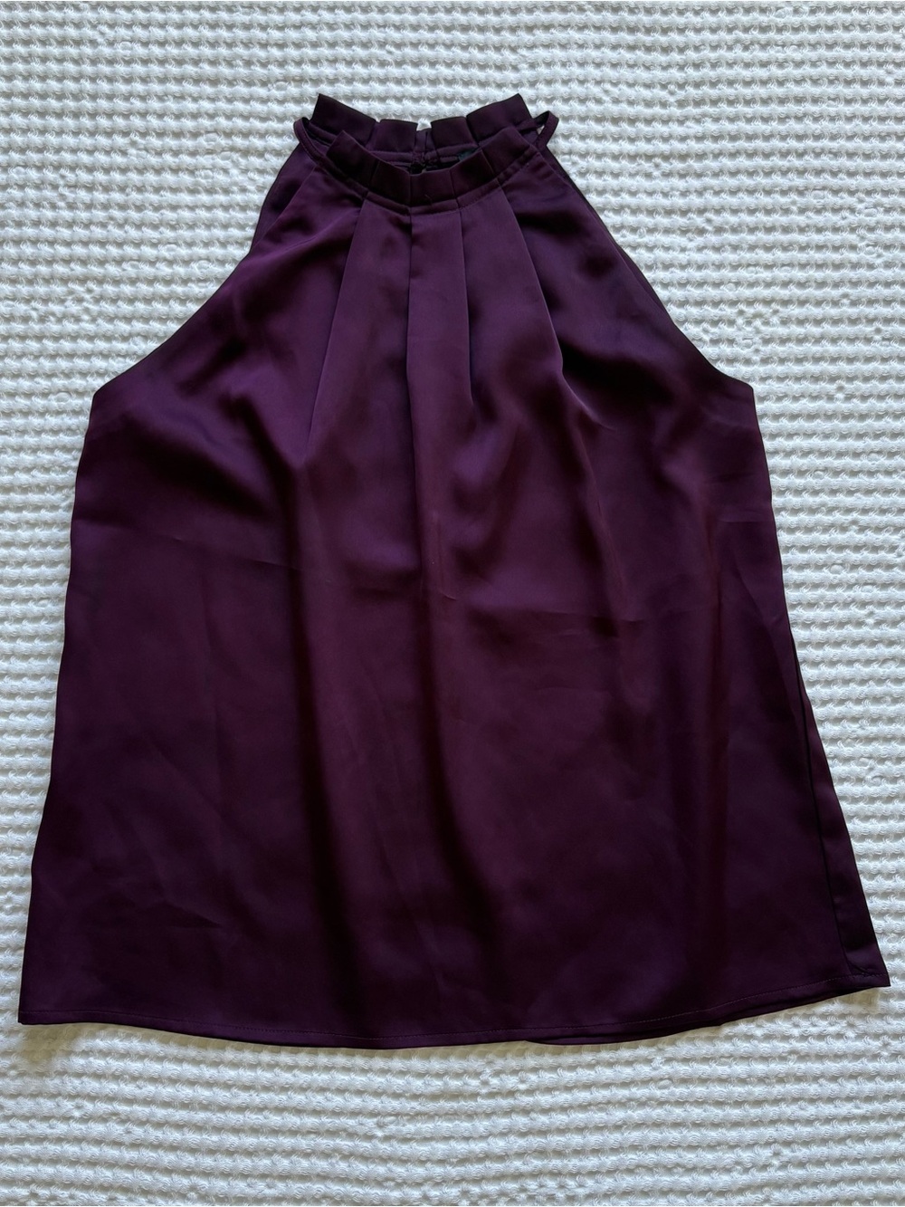 Ann Taylor Pleated Career Work Halter Top Eggplant Plum Purple Sleeveless XSP